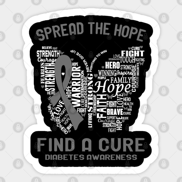 Spread The Hope Find A Cure Diabetes Awareness Support Diabetes Warrior Gifts Sticker by ThePassion99